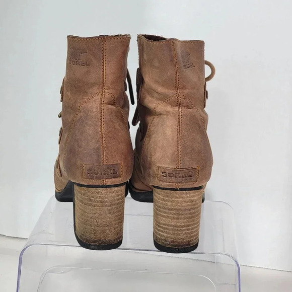 Sorel Addington Chelsea Lace Up Ankle Boots Elk Tan Brown Leather 9 waterproof - Picture 9 of 12